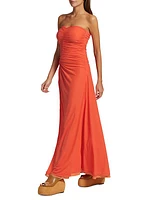 Swizzle Ruched Strapless Maxi Dress