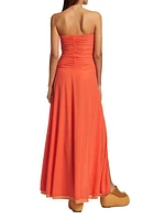 Swizzle Ruched Strapless Maxi Dress