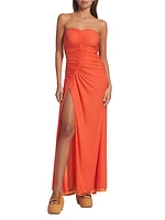 Swizzle Ruched Strapless Maxi Dress