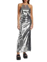 Zazzle Sequin Mesh Maxi Dress