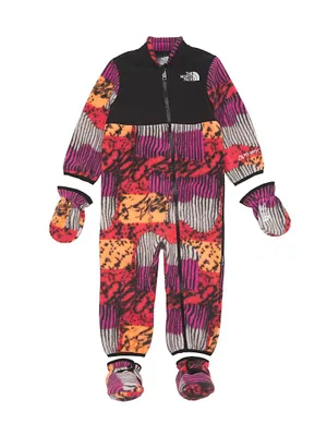 Baby's Denali Fleece Printed One-Piece Coveralls & Mittens Set