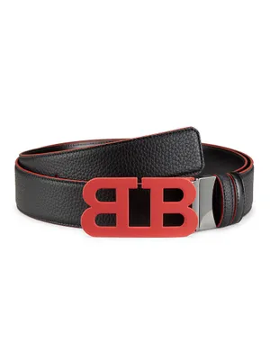 Leather Logo Buckle Belt