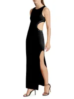 Luna Mirror-Embellished Stretch Evening Dress