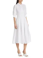 Jazz Core Cotton Poplin Pintuck Midi-Dress