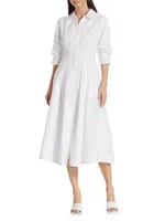 Jazz Core Cotton Poplin Pintuck Midi-Dress