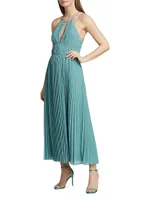 Carli Plissé Halter Midi-Dress