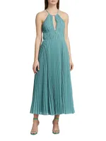 Carli Plissé Halter Midi-Dress