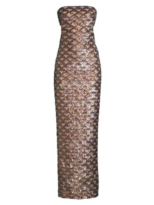 Chana Sequined Column Gown