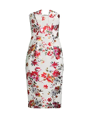 Lena Strapless Floral Sheath Dress