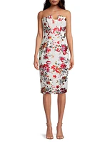 Lena Strapless Floral Sheath Dress