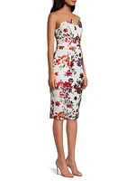 Lena Strapless Floral Sheath Dress