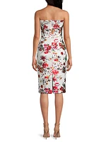 Lena Strapless Floral Sheath Dress