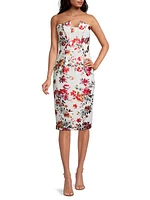 Lena Strapless Floral Sheath Dress