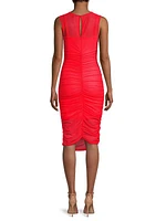 Elvia Ruched Mesh Sheath Dress