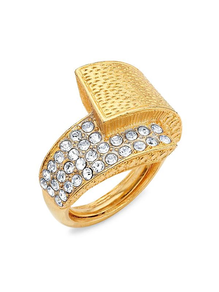 22K-Gold-Plated & Glass Crystal Adjustable Ring