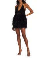 Solveig Feather Halter Minidress