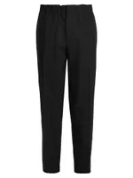 Gathered Waist Tapered-Leg Trousers