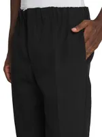 Gathered Waist Tapered-Leg Trousers