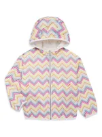 Little Girl's & Chevron Print Hooded Jacket