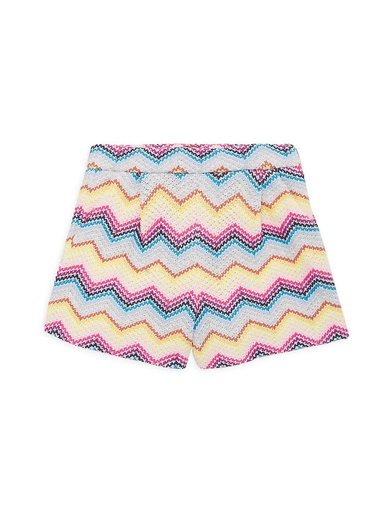 Little Girl's & Zigzag Cotton-Blend Knit Shorts