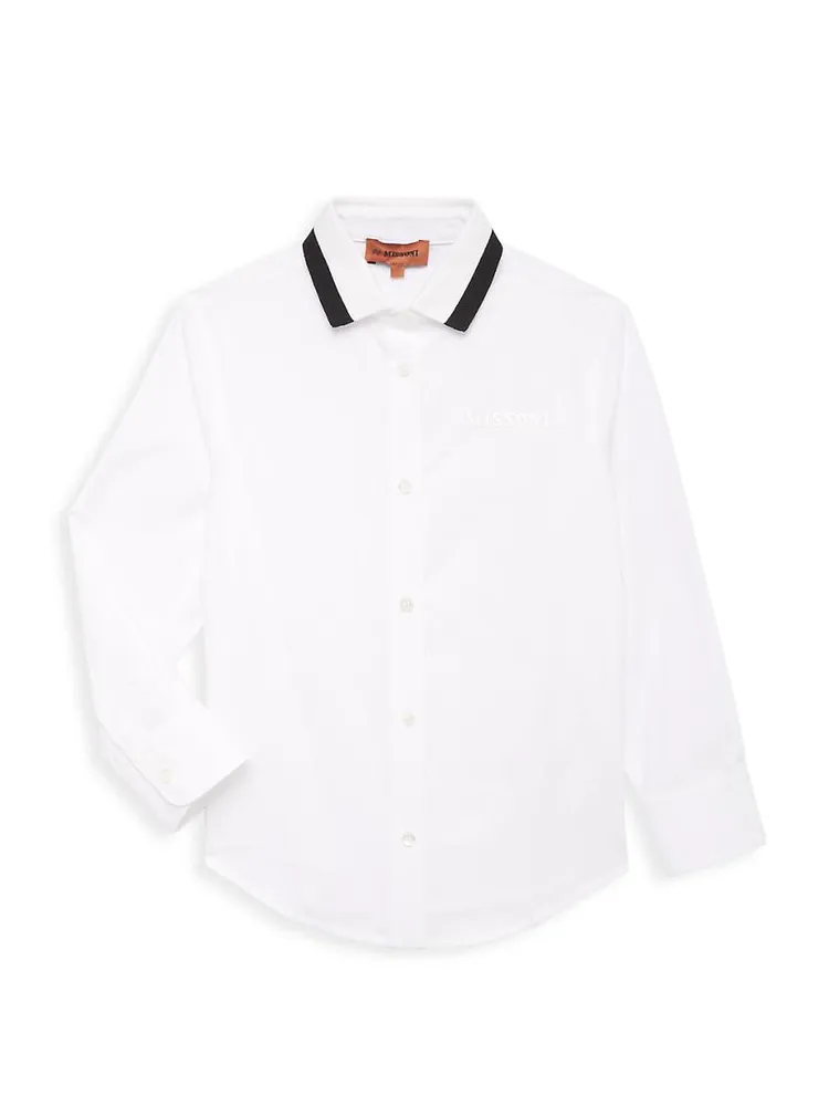 Little Boy's & Logo Collared Button-Up Shirt