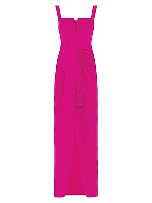 Draped Crepe Column Gown