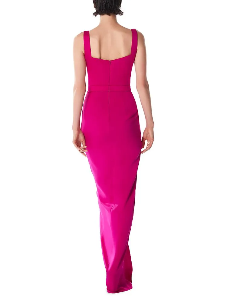 Draped Crepe Column Gown