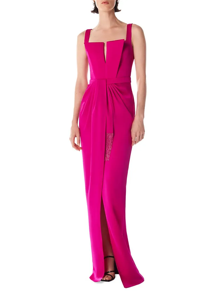 Draped Crepe Column Gown