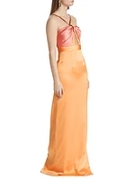 Chain Halter Satin Column Gown