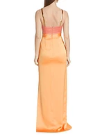 Chain Halter Satin Column Gown