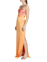 Chain Halter Satin Column Gown