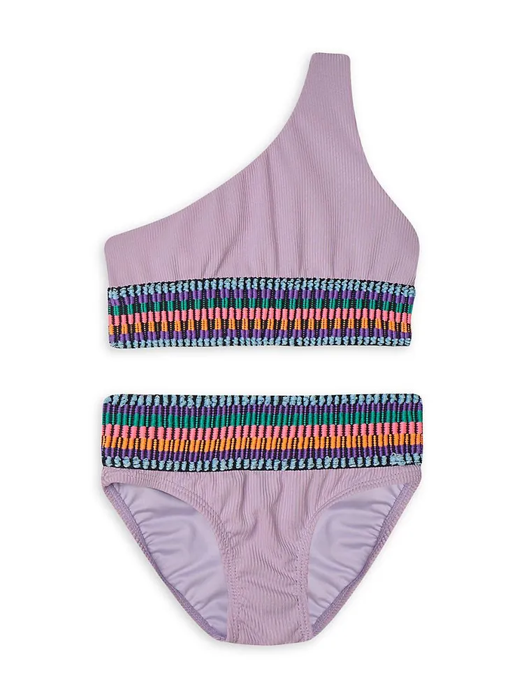 Little Girl's & Zoni Stripe Rib-Knit Bikini