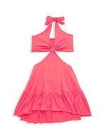 Little Girl's & Girl's Ariel Cotton Cut-Out Halter Dress