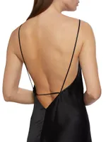 Elizabeth Satin Open-Back Gown