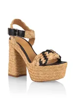 Agnes Raffia & Leather Platform Sandals