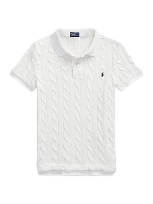 Cable-Knit Short-Sleeve Polo