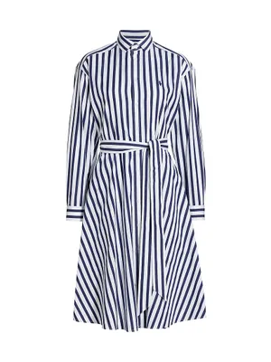 Ela Belted Stripe Cotton Shirtdress