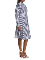 Ela Belted Stripe Cotton Shirtdress