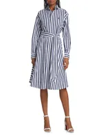 Ela Belted Stripe Cotton Shirtdress