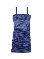 Girl's Ava Satin Ruched Dress