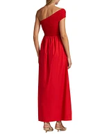 One-Shoulder Cotton Smocked Maxi Dress