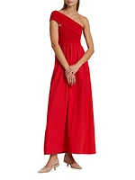 One-Shoulder Cotton Smocked Maxi Dress