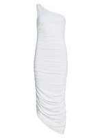 One-Shoulder Ruched Midi-Dress