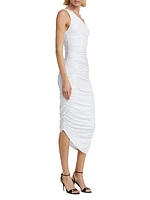 One-Shoulder Ruched Midi-Dress