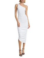 One-Shoulder Ruched Midi-Dress