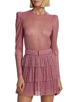 Monique Belted Metallic Knit Minidress