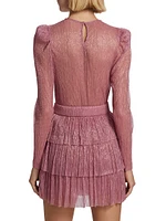 Monique Belted Metallic Knit Minidress