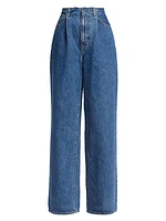 Taylor High-Rise Pleated Wide-Leg Jeans