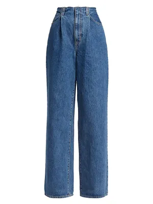 Taylor High-Rise Pleated Wide-Leg Jeans