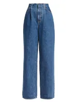 Taylor High-Rise Pleated Wide-Leg Jeans